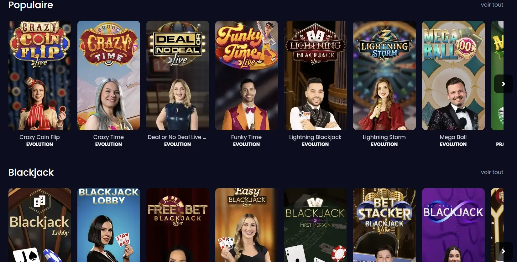 Casino en direct Pampago Casino — tables live Evolution Gaming